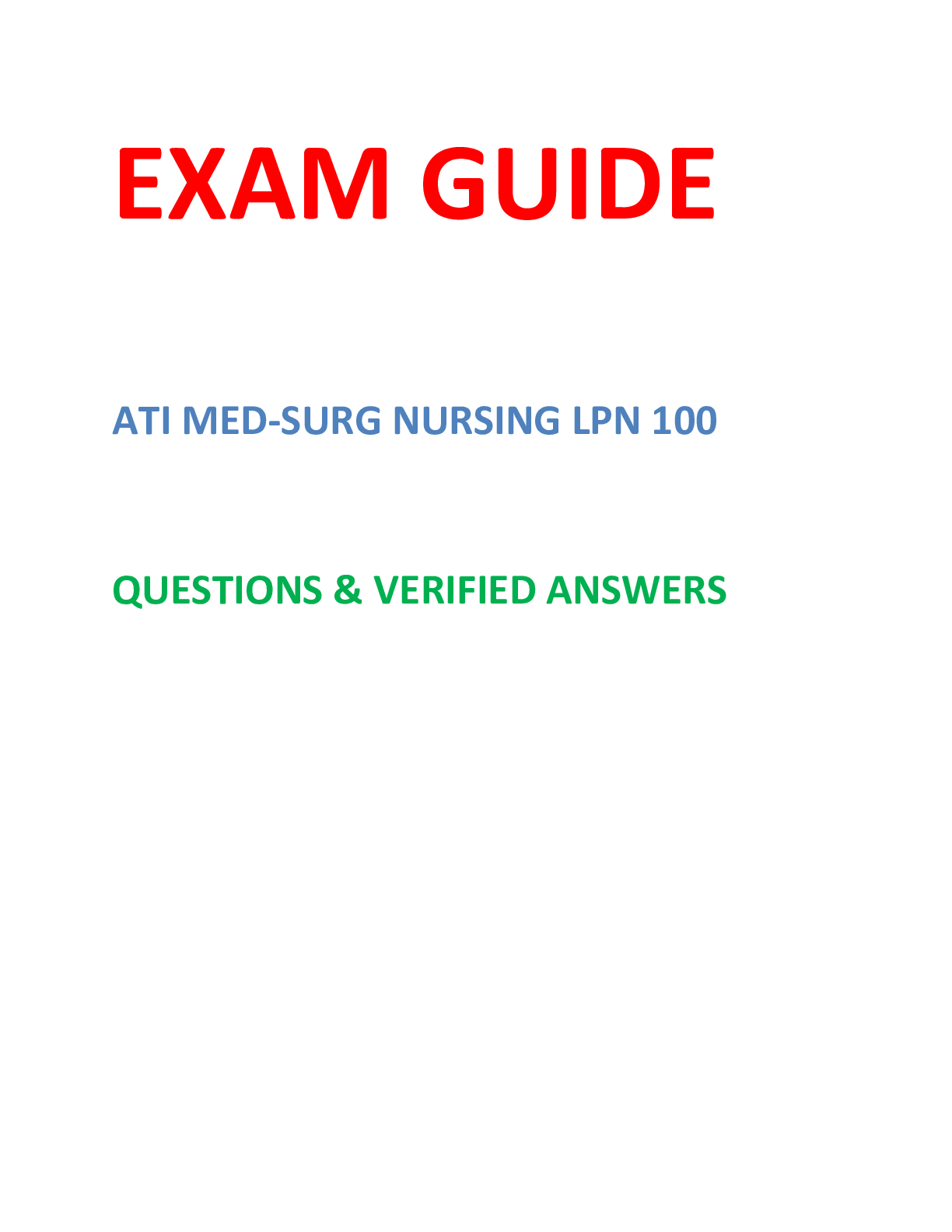 Preview image for ATI MED-SURG NURSING LPN 100